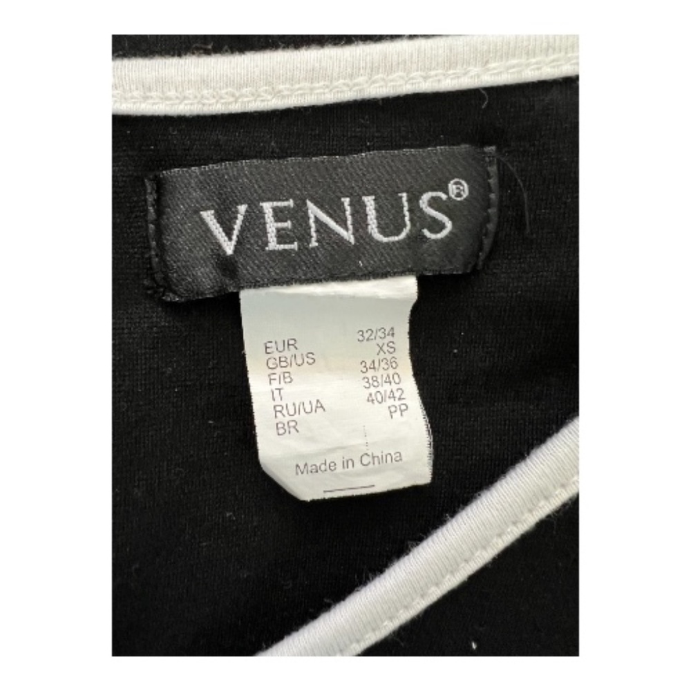 🖤🤍 EUC VENUS Black Knit Bodycon Dress with White Piping | Sz XS - Picture 4 of 5
